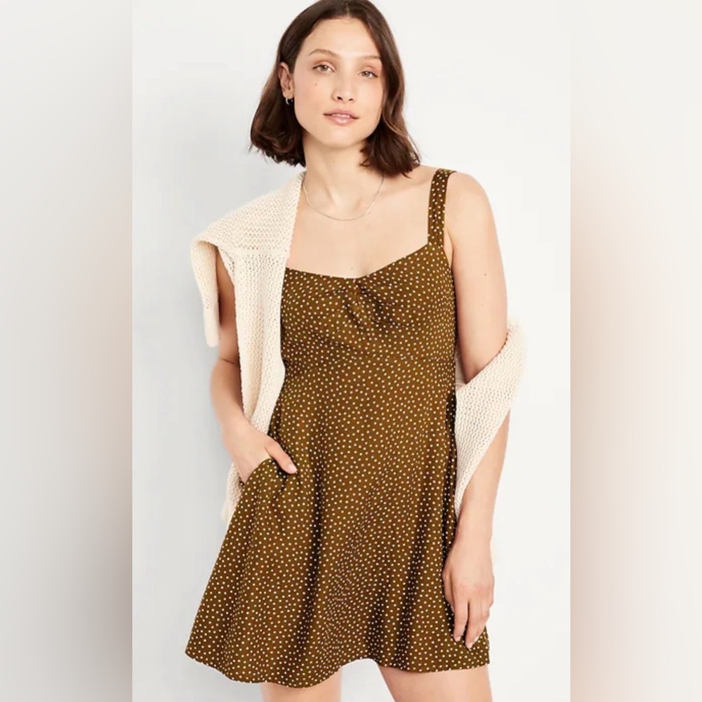 Old Navy Brown Polka Dot Mini Fit & Flare Dress Small NWT